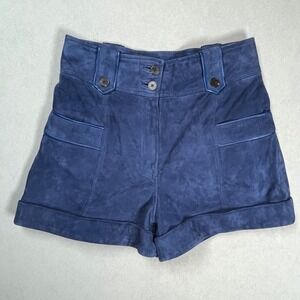 Sezane High Waist Blue Shorts
